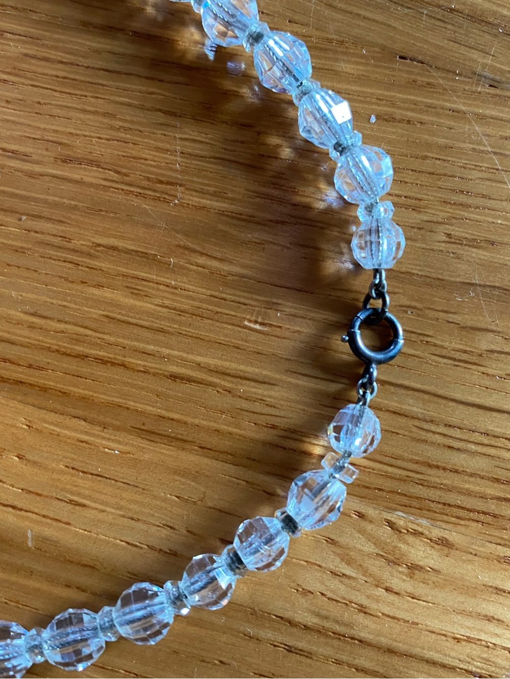 Vintage Faceted Rock Crystal Heavy Mid century with sterling chain/clasp - Picture 3 of 7
